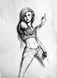 All you need are 5 colored pencils (i am using prismacolor) white, gray, black. Figure With A Simple Pencil On Paper A Girl In Shorts And A Stock Photo Picture And Royalty Free Image Image 114078180