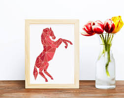 Looking for an advice video on how to design cross stitch patterns? Red Geometric Horse Ritacuna