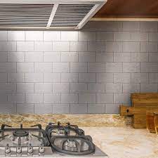 Kitchen backsplash kitchen backsplash wallpaper aluminium kitchen self adhesive papel tapiz oil proof sticker wallpapers wall coating kitchen cabinet backsplash. Buy Art3d 100 Pieces Peel And Stick Tile Kitchen Backsplash Metal Wall Tiles Brushed Aluminium Subway Online In Indonesia B01d37e00w