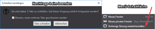 Firefox kann alle tabs und fenster wiederherstellen, die beim beenden oder einem absturz geöffnet waren. Firefox 63 0 Tabs Speichern Und Beenden Fenster Und Tabs Der Letzten Sitzung Anzeigen Firefox Allgemein Camp Firefox De