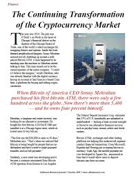 One thing you might want to consider before you go… this is part of the reason why i am looking for a bitcoin machine near me. The Continuing Transformation Of The Cryptocurrency Market California Business Journal