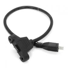 Panel Mount Male Micro Usb B To Female Micro Usb B 30cm Audiophonics