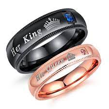 Aij Arcoirisjewelry Couple S Matching Ring His Queen Or Her King His Or Her Matching Wedding Bor In Stainless Steel For Men Or Women Comfort Fit Walm Queen Rings Stainless Steel