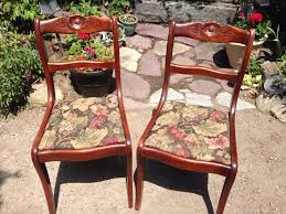 Vintage 2 Mahogany Wooden Rose Carved Chair Massachusetts Pick Up Carved Chairs Wooden Roses Chair