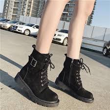 Black Ankle Boots Outfit Tumblr Itgirl Shop High Ankle Laceup Suede Round Belt Buckle Boots Aesthetic Apparel Tumblr Clothes Soft Korean Shoes Kawaii Shoes Aesthetic Shoes