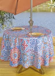5 out of 5 stars. Texstyles Round Tablecloths Outdoor Tablecloth With Umbrella Hole Zipper Coral 60 Inch Washable Poly Outdoor Tablecloth Round Tablecloth Table Cloth