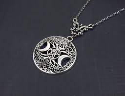 Triple Moon Goddess Necklace Gift For Her Pagan Jewelry Etsy Wicca Jewelry Wiccan Necklace Moon Goddess Necklace