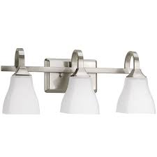 Delta Olmsted Brushed Nickel Vanity Light Designed To Coordinate Well W Bathroom Light Fixtures Bathroom Light Fixtures Brushed Nickel Brushed Nickel Bathroom