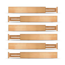 adjustable drawer dividers set 6 bamboo