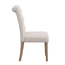 Chairs in shades of purple, green, and blue add a unique flair to the room. High Back Linen Ivory Tufted Upholstered Dining Chairs Set Of 2 Beige N A Overstock 29083430