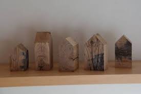 Small Wooden Houses Wood House Decoration Reclaimed Handcrafted Rustic Tiny Natural Oak Home Set Of 3 Christmas Village Block Decor Pink Home Accessories Small Wooden House Decor