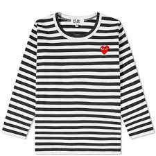 40 from neck to bottom: Comme Des Garcons Play Kids Long Sleeve Stripe Tee Black White End