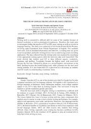 Pdf The Use Of Google Translate In Efl Essay Writing