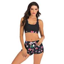 Supportive & comfortable lingerie for the active woman. Swim Sets Sports Bra And Bike Short Swimwear Sharc Rae