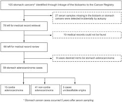 flowchart for identifying stomach adenocarcinoma cases in