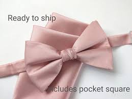 Ballet Dusty Rose Mens Bow Tie With Pocket Square Etsy Mens Bow Ties Bows Blush Bow Tie