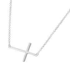 925 Sterling Silver Sideways Horizontal Cross Pendant Necklace White Cq110vawny1 Cross Pendant Necklace Cross Necklace Sideways Cross Pendant