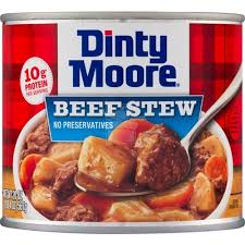 Beef broth, beef, potatoes, carrots, tomatoes (water, tomato paste), contains 2% or less of beef fat, corn flour, textured vegetable protein (soy flour, caramel color), salt. Dinty Moore Beef Stew 20 Oz Market On The Green Online Grocery Shopping And Delivery Service