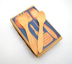 Vintage Wooden Picnic Utensils Ideal Picnic Package Wood Etsy Wood Spoon Wooden Wooden Fork