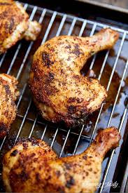 Crispy Skinned And Fall Off The Bone Tender Oven Roasted Chicken Quarters Recipe Very Eas Oven Roasted Chicken Legs Baked Chicken Legs Chicken Quarter Recipes