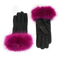 Leather Gloves with Faux Fox Fur Cuff