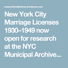 New York City Marriage Licenses 1930 1949 Now Open For Research At The Nyc Municipal Archives Marriage License New York City Marriage