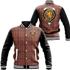 1sttheworld Clothing - Cumming Hunting Weathered Clan Tartan Crest Baseball  Jacket - Black Sleeves A7 | 1sttheworld - Love The World