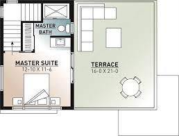 The plans show window and door locations, room sizes, cabinets and fixtures. Affordable Modern Two Story House Plan With Large Deck On Second Floor