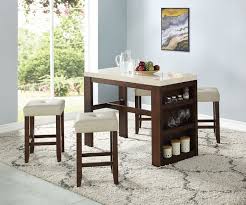 Acme 74760 62 5 Pc Avita Cherry Finish Wood Marble Top Counter Height Bar Table Set Counter Height Dining Table Counter Height Dining Sets Bar Table