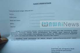 Seperti apa contoh surat pernyataan yang benar? Smpn 2 Ara Minta Wali Murid Tandtangani Pernyataan Tidak Keberatan Wawainews