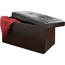Use as a storage ottoman to hide accessories in a bedroom, to store books or magazines in a living room, or to keep controllers or remotes nearby but out of sight. Simplify Faux Leather Double Folding Storage Ottoman In Black Walmart Com Walmart Com