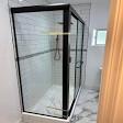 Black slim profile glass shower cubical sliding door