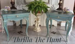 Pair Of Classic French Provincial Thomasville End Tables Refreshed With Dixie Belle Paint Vintage Duck Egg Blue Drop Dixie Belle Paint Painting Thomasville
