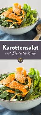 Karottensalat Mit Dreierlei Kohl Und Sesam Vinaigrette Rezept Karotten Salat Karottensalat Salat