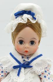 Historical Doll Betsy Ross Madame Alexander Doll Madame Alexander 8" Betsy  Ross Doll #431 Blue Dress 1984 With Flag