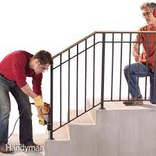Concrete balusters show almost no seams when you use precast color. Safety First Install An Outdoor Stair Railing Diy Family Handyman