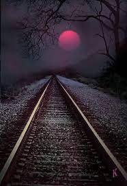 Lonely Tracks Under A Red Moon Nature Photography Beautiful Pictures Beautiful Nature