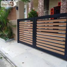 Also the longer a piece of timber, the larger possibility of 'movement' , therefore the wooden sliding gates made in this manner should have a longer life. Outdoor Electric Wpc Garden Fence With Sliding Gate China Electric Gate And Garden Fence Price Made In China Com