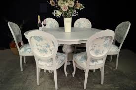 Chairs, stools & other seating 42. French Style Dining Table With 6 Laura Ashley Upholstered Chairs Painted Vintage Antique Farmhouse Furniture