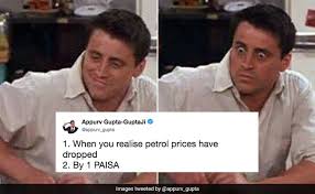 Netizens share memes on skyrocketing fuel prices fuel rates have increased for 12 consecutive days in the country, with petrol crossing rs 100 mark in rajasthan and madhya pradesh. Petrol Prices Cut By Only 1 Paisa Per Litre Is This A Joke Asks Twitter