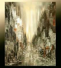 Cityscape Painting Abstract Skyline Urban City Waterdront Original Palette Knife Handmade Black White Cityscape Painting Abstract Canvas Painting City Painting