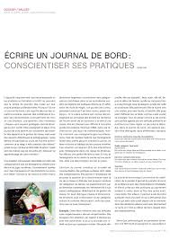 L'objectif de cette séquence est comprendre le fonctionnement d'un journal, ses objectifs, pouvoir en repérer son ossature et ses codes d'écriture, afin d'être capable de rédiger un article et de construire une une. et sera travaillé à travers les domaines disciplinaires suivants : Pdf Ecrire Un Journal De Bord Conscientiser Ses Pratiques