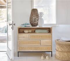 Commode 5 Tiroirs Helios En Manguier Massif Et Rotin Maisons Du Monde Commode 5 Tiroirs Deco Maison Mobilier De Salon