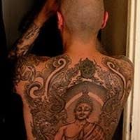 This is reinforced by the fact that the sak yant are not only drawn by monks and on monks, but also because this is seen as the only right way to get the yantra tattoos. Praying Monk With Full Back Buddhist Tattoo Tattooimages Biz