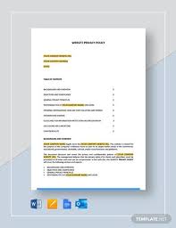 Website Privacy Policy Template Word Doc Google Docs Apple Mac Pages Outlook In 2020 Policy Template Word Doc Templates