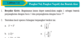 Atau latihan 1.5 pada halaman 55 sampai halaman 56 nomor 1 sampai dengan no. Kunci Jawaban Matematika Kelas 9 Latihan 1 4 Halaman 46 Bab 1 Ilmu Edukasi
