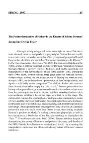 SPRING 1997 45 The Postmodernization of History in the Theatre of Sabina  Berman1 Jacqueline Eyring Bixler