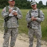 Indiana National Guard Spc. Robert Nuckles, right,
