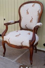 Antique French Napoleon Iii Style Armchair Upholstered In Peony Sage 39 Hare 39 Armchair Retro Chair Upholstered Chairs