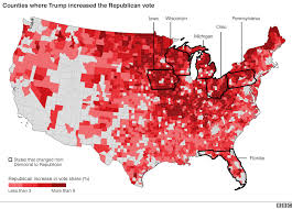 us election 2016 trump victory in maps bbc news